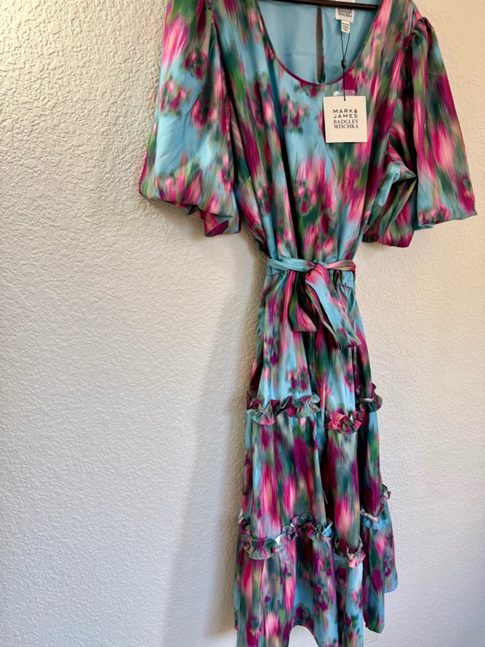 Badgley Mischka Macie Belted Midi Dress |  Cottagecore | NWT - Picture 4 of 14